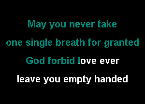 May you never take
one single breath for granted
God forbid love ever

leave you empty handed