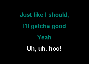 Just like I should,

I'll getcha good

Yeah
Uh, uh, hoo!