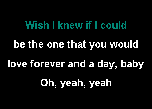 Wish I knew if I could

be the one that you would

love forever and a day, baby

Oh, yeah, yeah