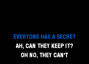 EVERYONE HRS A SECRET
AH, CAN THEY KEEP IT?
OH HO, THEY CAN'T