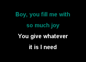 Boy, you fill me with

so much joy

You give whatever

it is I need