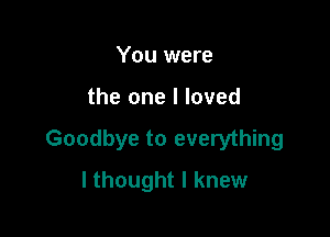 You were

the one I loved

Goodbye to everything

I thought I knew