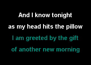 And I know tonight
as my head hits the pillow
I am greeted by the gift

of another new morning