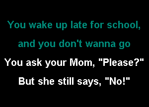 You wake up late for school,
and you don't wanna go

You ask your Mom, Please?

But she still says, No!