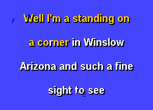 Well I'm a standing on

a corner in Winslow
Arizona and such a fine

sight to see