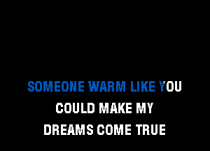 SOMEONE WARM LIKE YOU
COULD MAKE MY
DREAMS COME TRUE