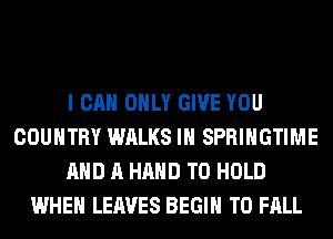 I CAN ONLY GIVE YOU
COUNTRY WALKS IH SPRIHGTIME
AND A HAND TO HOLD
WHEN LEAVES BEGIN T0 FALL