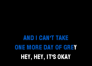 AND I CAN'T TAKE
ONE MORE DAY OF GREY
HEY, HEY, IT'S OKAY