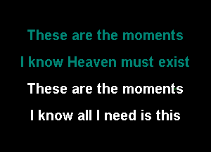 These are the moments
I know Heaven must exist
These are the moments

I know all I need is this