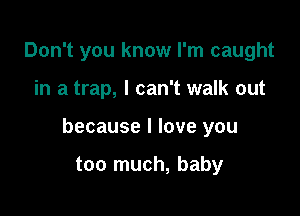 Don't you know I'm caught

in a trap, I can't walk out

because I love you

too much, baby