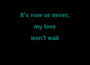 It's now or never,

my love

won't wait
