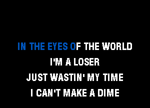 IN THE EYES OF THE WORLD
I'M A LOSER
JUST WASTIH' MY TIME
I CAN'T MAKE A DIME