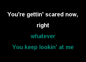 You're gettin' scared now,
right

whatever

You keep lookin' at me