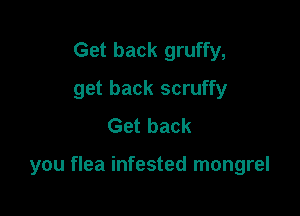 Get back gruffy,
get back scruffy
Get back

you flea infested mongrel