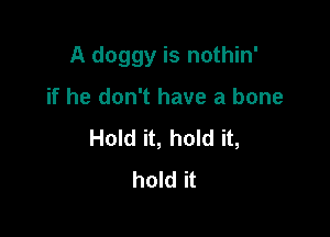 A doggy is nothin'

if he don't have a bone
Hold it, hold it,
hold it
