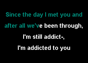 Since the day I met you and
after all we've been through,

I'm still addict-,

I'm addicted to you