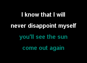 I know that I will

never disappoint myself

you'll see the sun

come out again