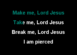 Make me, Lord Jesus
Take me, Lord Jesus

Break me, Lord Jesus

I am pierced