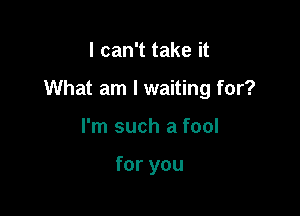 I can't take it

What am I waiting for?

I'm such a fool

for you