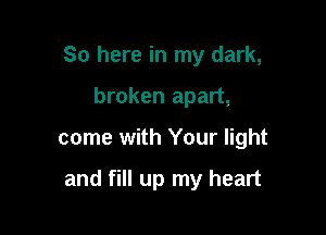 So here in my dark,
broken apart,

come with Your light

and fill up my heart