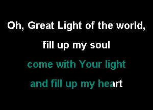 0h, Great Light of the world,
fill up my soul

come with Your light

and fill up my heart