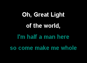 Oh, Great Light

of the world,

I'm half a man here

so come make me whole