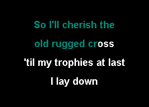 So I'll cherish the

old rugged cross

'til my trophies at last

I lay down