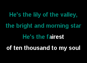 He's the lily of the valley,
the bright and morning star
He's the fairest

of ten thousand to my soul