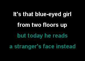 It's that blue-eyed girl

from two floors up
but today he reads

a stranger's face instead