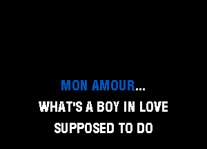 MON AMOUR...
WHAT'S A BOY IN LOVE
SUPPOSED TO DO