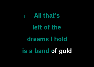 II All that's
left of the

dreams I hold

is a band of gold