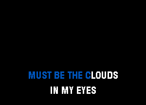 MUST BE THE CLOUDS
IN MY EYES
