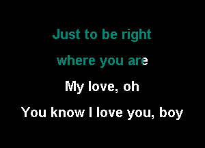 Just to be right
where you are

My love, oh

You know I love you, boy