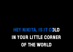 HEY NIKITR, IS IT COLD
IN YOUR LITTLE CORNER
OF THE WORLD