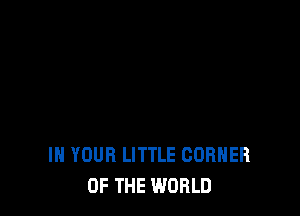 IN YOUR LITTLE CORNER
OF THE WORLD