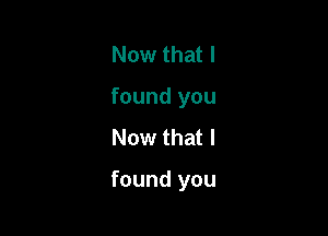 Now that I
found you

Now that I

found you