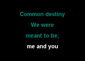 Common destiny

We were
meant to be,

me and you