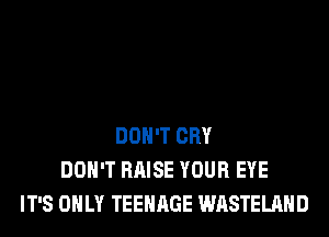 DON'T CRY
DON'T RAISE YOUR EYE
IT'S ONLY TEENAGE WASTELAHD