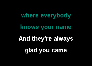 where everybody

knows your name

And they're always

glad you came