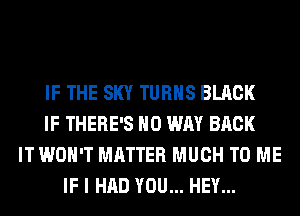 IF THE SKY TURNS BLACK
IF THERE'S NO WAY BACK
IT WON'T MATTER MUCH TO ME
IF I HAD YOU... HEY...