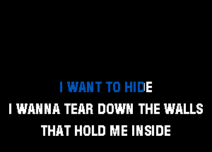I WANT TO HIDE
I WANNA TEAR DOWN THE WALLS
THAT HOLD ME INSIDE