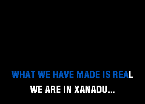 WHAT WE HAVE MADE IS REAL
WE ARE IN XANADU...