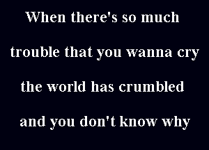 When there's so much
trouble that you wanna cry
the world has crumbled

and you don't know Why