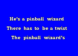 He's a pinball wizard

There has to be a twist

The pinball wizard's