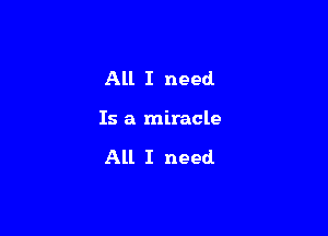 All I need

Is a miracle

All I need