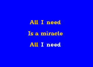 All I need

Is a miracle

All I need