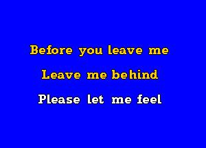 Before you leave me

Leave me be hind

Please let me feel
