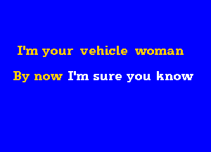 I'm your vehicle woman

By now I'm sure you know