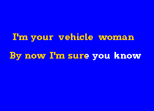 I'm your vehicle woman

By now I'm sure you know