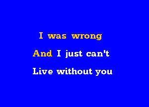 I was wrong

And I just can't

Live without you